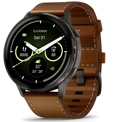 GARMIN VENU 4 - 45mm - BROWN LEATHER / BLACK SPORT