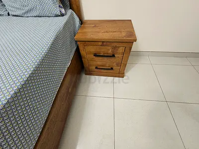 Wood Finish Bedside Nightstand with 2 Drawers