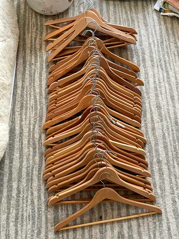 Lot of 40+ Wooden Clothes Hangers - Good Condition. Price for all hangers