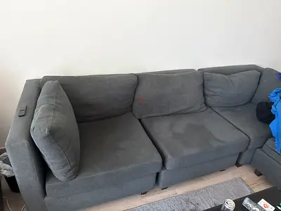 Grey L-shaped Fabric Sofa - Comfortable 4 seater Sectional