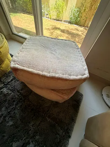 2 Light pink plush ottoman floor cushion - used, good condition