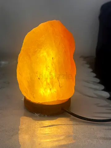 Himalayan Salt Lamp on Wooden Base - Warm Ambient Light