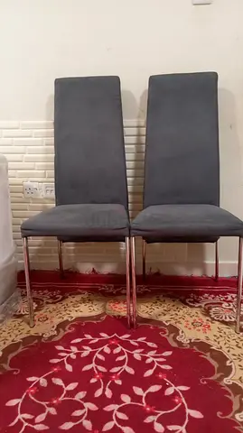 Set of 2 Grey Upholstered Dining Chairs with Chrome Legs