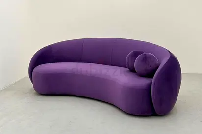 Modern Purple Curved Velvet Sofa