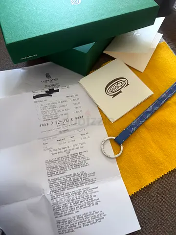 Goyard Leather Key Ring with Branded Ring and Original Box/Receipt