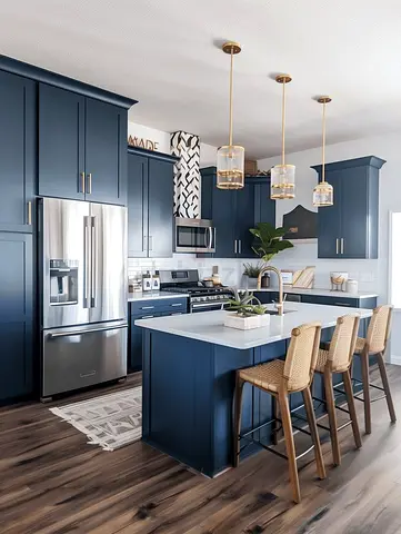Modern Navy Blue Kitchen Island