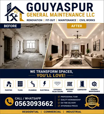 Professional Maintenance  Renovation Services in Al Ain. Expert in plumbing, electrical work, paint