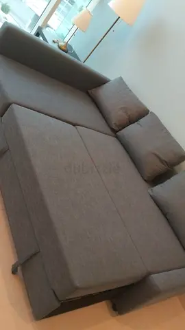 Ikea Gray L-shaped Sofa Bed with Storage