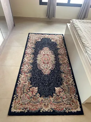 Used Persian-style runner rug - navy medallion design