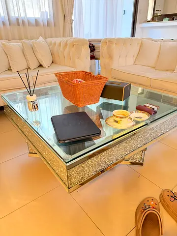 Glass Coffee Table with crystals almost new
