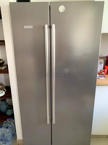 Double-door refrigerator - good condition, silver finish