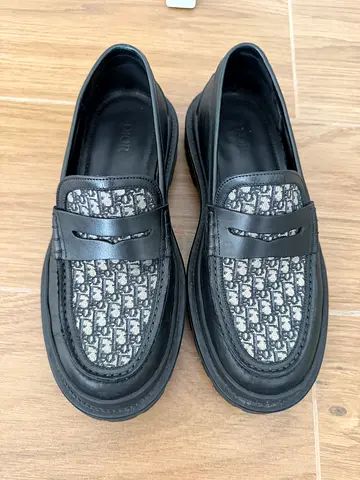 Christian Dior Explorer Black Oblique Canvas  Leather Loafers 39