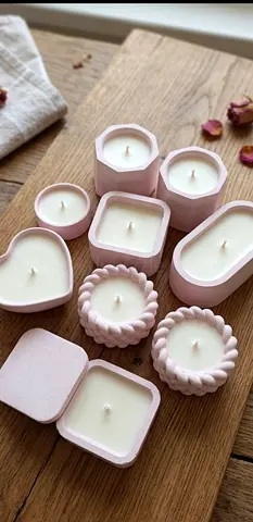 Set of 10 Handmade Decorative Scented Candles in Pink Molds