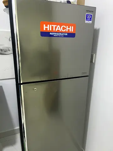 Hitachi Stainless Steel Double-Door Refrigerator - Good Condition