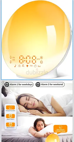 Wake-Up Light Sunrise Alarm Clock with FM Radio and Dual Alarms