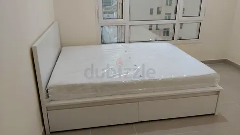 Ikea White Storage Bed Frame with Mattress and storage drawers