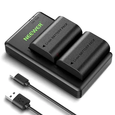 NEEWER 2 Pack 2200mAh LP-E6P/LP-E6NH Replacement Batteries  USB Dual Charger