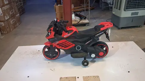 Kids Ride-On Electric Motorbike with Support Wheels - Red