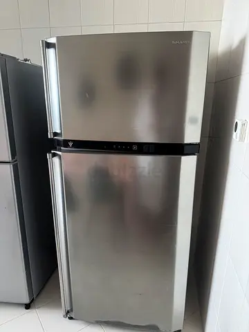 Sharp Stainless Steel Double Door Refrigerator - Good Condition