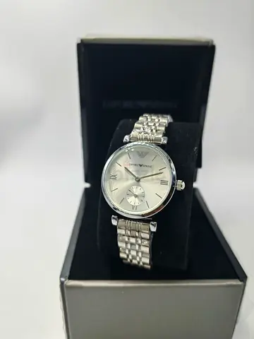 Emporio Armani Silver Stainless Steel Womens Watch (With Box)