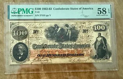 Rare 1862 Confederate States of America $100 Note