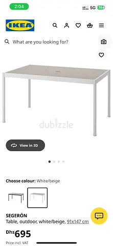 IKEA SEGERÖN Outdoor Table 91x147 cm - White/Beige