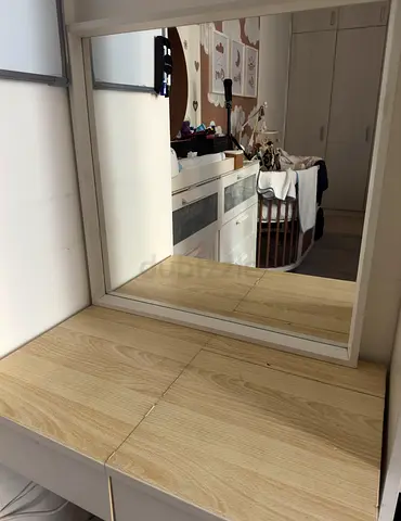 Ikea White Dressing Table with Large Mirror