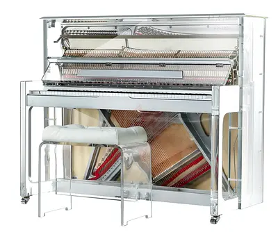 Steiner HU-125A Crystal Upright Piano - Silver