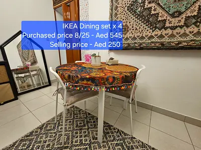 IKEA dining set (4 chairs) - white, used