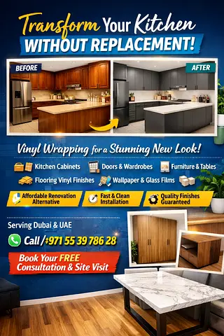 Vinyl Kitchen Cabinet Wrapping – Professional Renovation Service (Dubai  UAE)