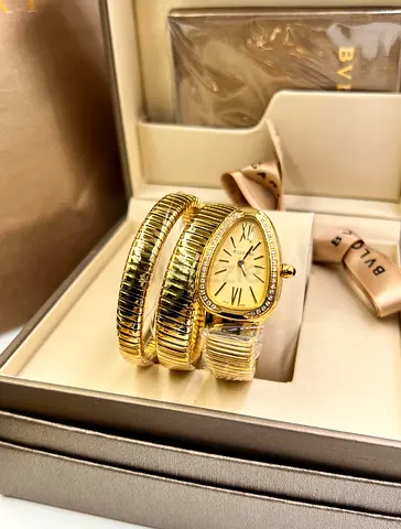 Gold-tone Serpenti Style Womens Wrap Super Master Copy Watch