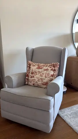 Light grey wingback armchair with cushion - good condition