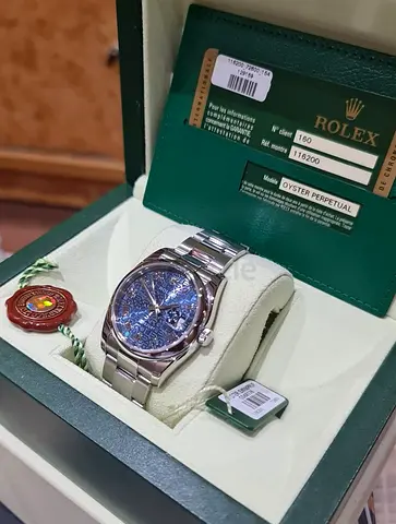 ROLEX S/S DATJUST 36MM RARE BLUE ANNIVERSARY DIAL, FULL SET (BOX  CARD)