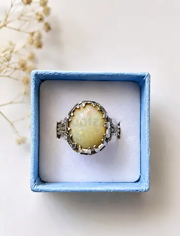 Vintage Opal Cocktail Ring in Sterling Silver, Size 22