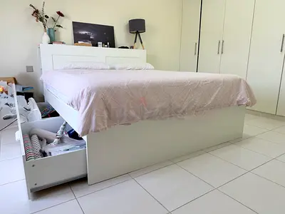 King size bed with mattress with great storage solution