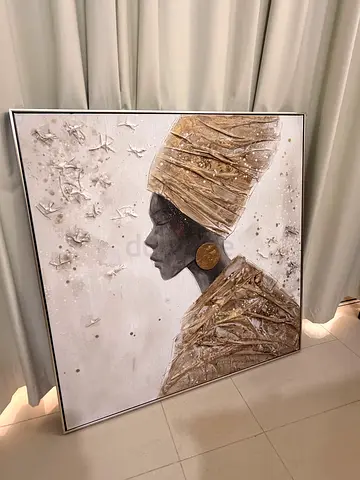 Beautiful Large Framed Textured Portrait Painting