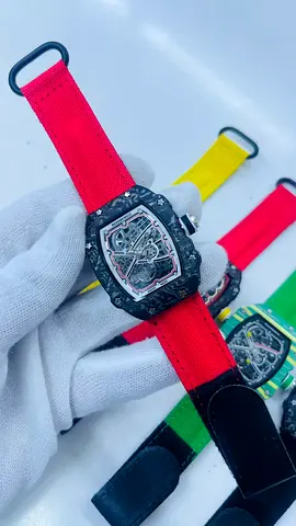 Skeleton Dial Sport Watch with Colorful Nylon Straps (Red) - Used