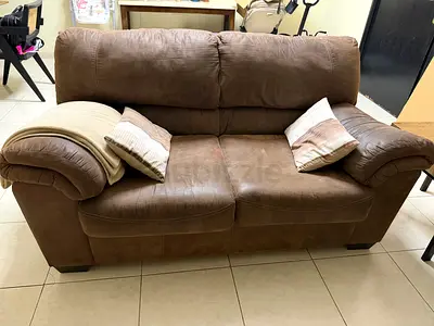 Comfortable 2-Seater and 3-Seater Brown Faux Leather Sofas