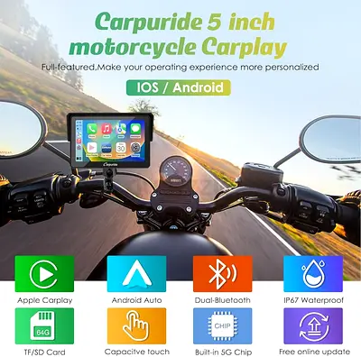 Carpuride W502 Motorcycle GPS Wireless Portable Carplay/Android