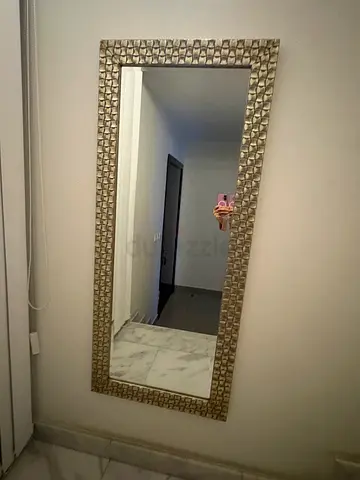 Large Decorative Wall Mirror with Textured Gold Frame