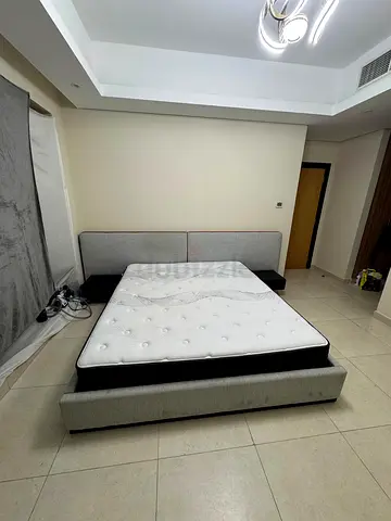 Queen Size Fabric Bed Frame with Headboard and Mattress - Light Grey 180x 200 mattress size
