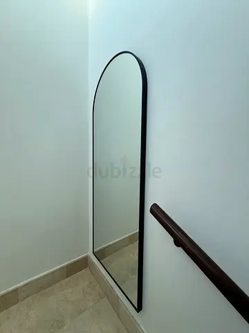 Full-Length Arched Wall Mirror with Black Frame 180cm Height.