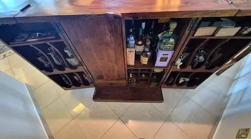 Solid Original quality Wood Bar  Cabinet with 2 chairs.