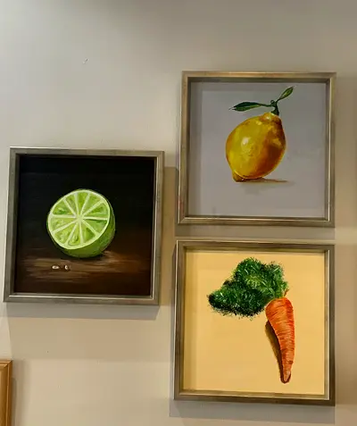 Set of 3 Framed Fruit  Veg Ayrilic Paintings