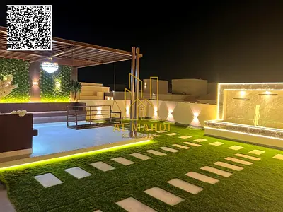 A luxurious villa with a modern design and super deluxe finishing, strategically located in the Al