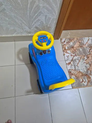 Blue Ride-On Push Car for Toddlers with Steering Wheel