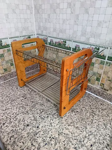 2-Tier Wooden and Metal Dish Drying Rack (Quick Sell)