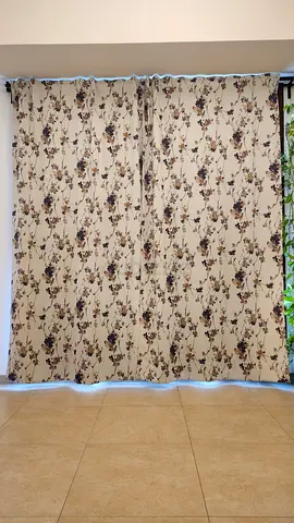 IKEA Floral blackout curtains+2 sheer curtai+HUGAD/RÄCKA double curtain rod set (black) 210-385 cm