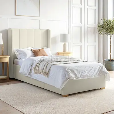 Upholstered Beige single Bed - Modern Design