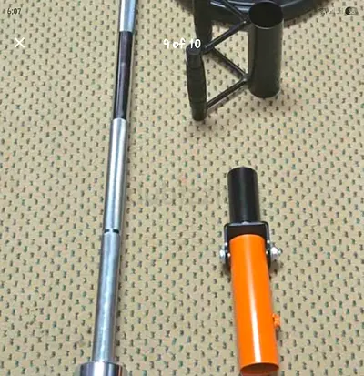 Olympic Bar. [Full Set] with T-Bar Row and V Shape Grips. 1x15KG, 1x10KG, 2x5 KG Weights.